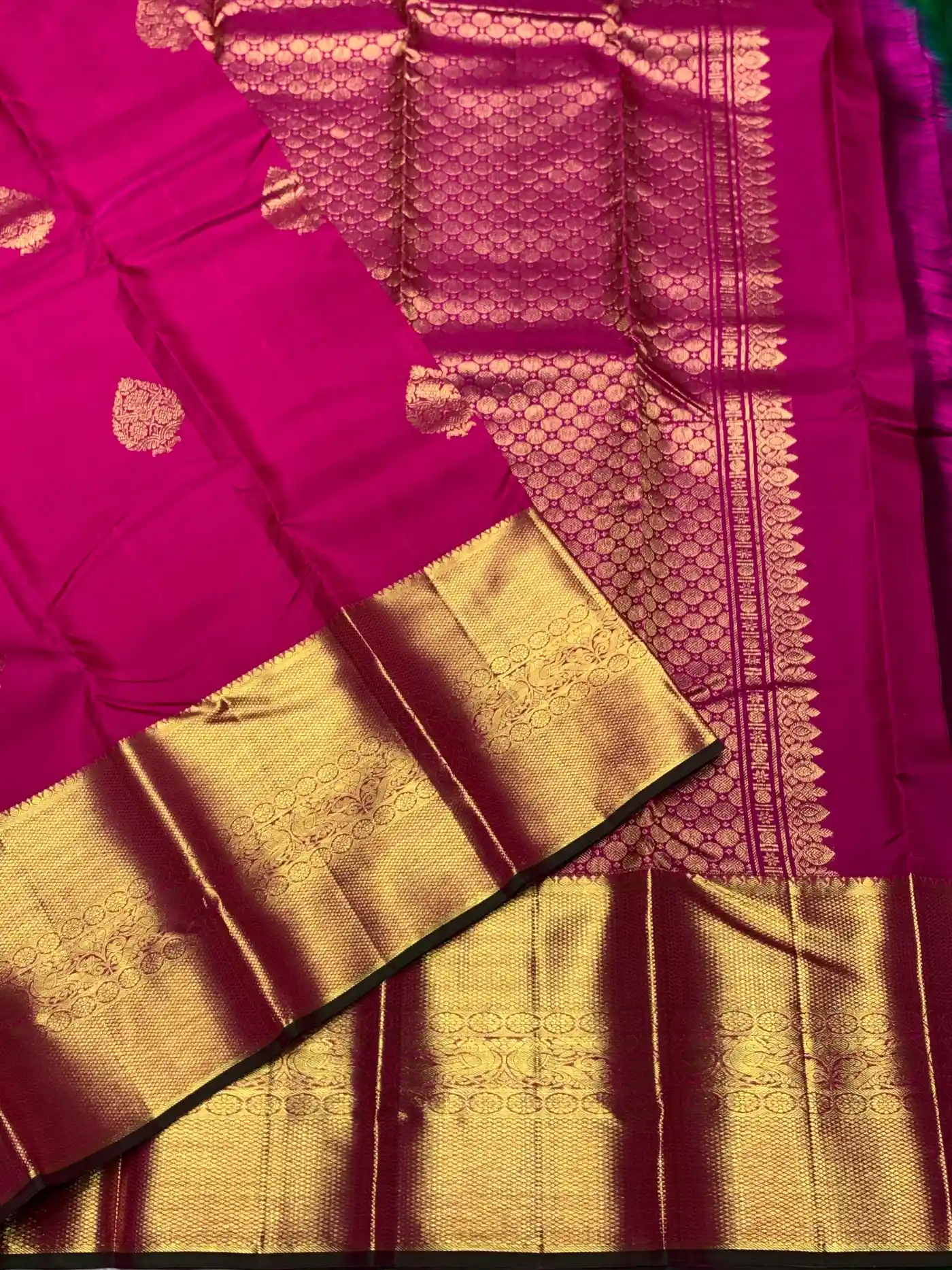 Rich Pink Kanchipuram Handloom Bridal Silk Saree